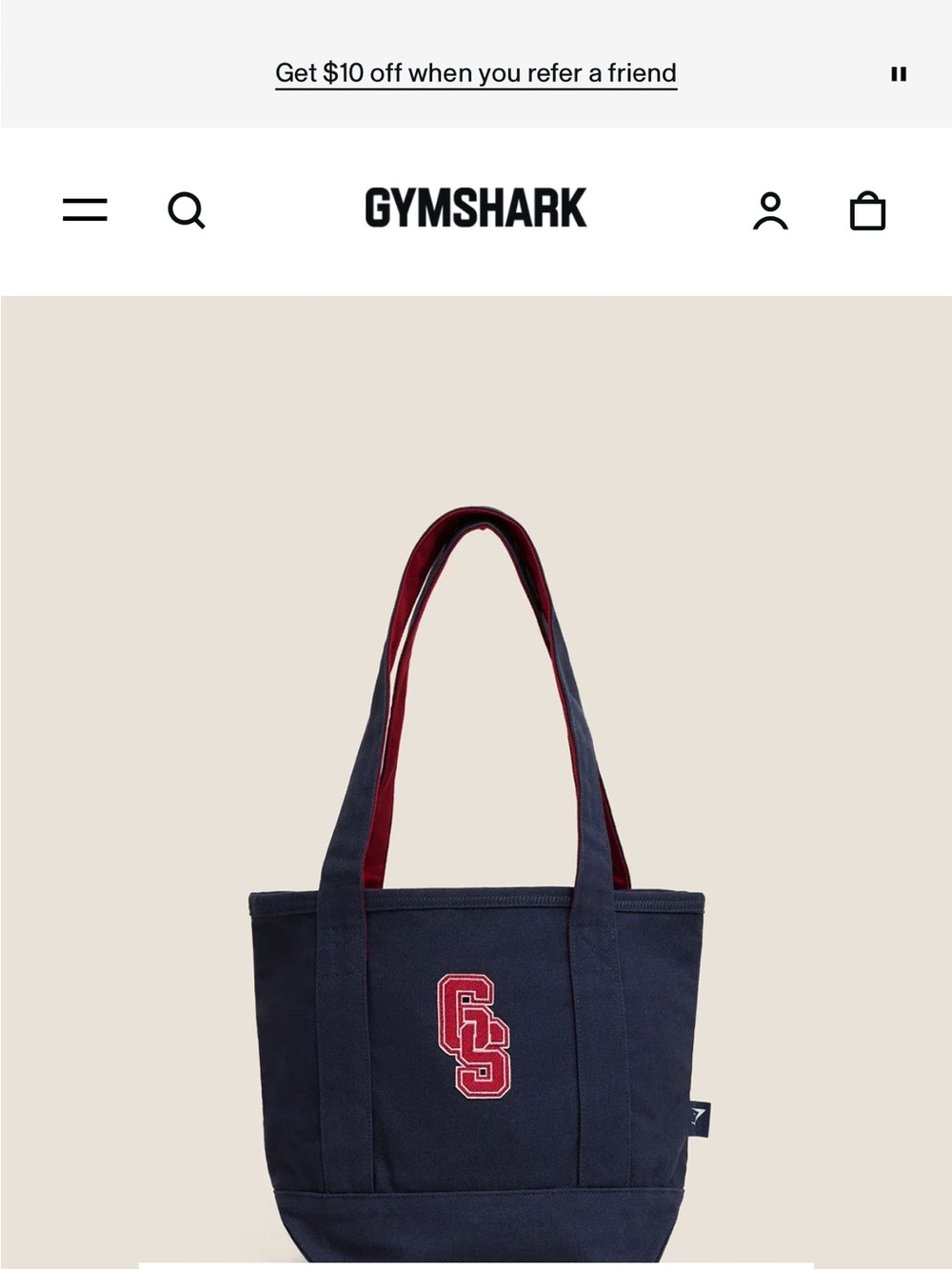 Gymshark Navy Tote with Red Handle Accents